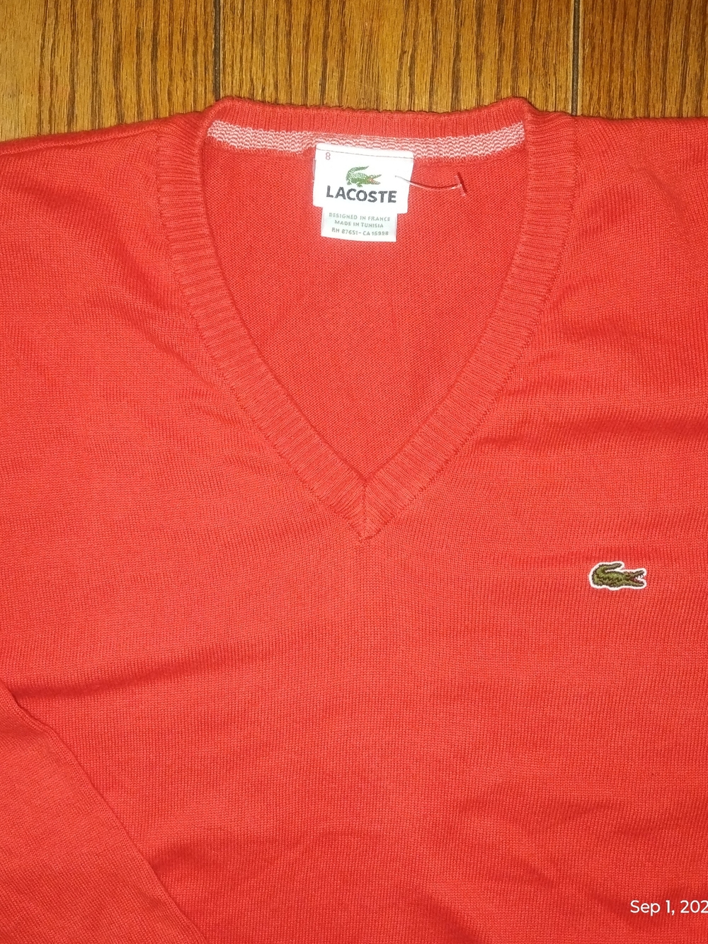 Vintage 90's/2000's Lacoste Men’s Size 8 (3XL ) Red V-neck Sweater
